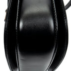 Shoulder Bag Small Bamboo Top Handle Black Smooth Calfskin Leather