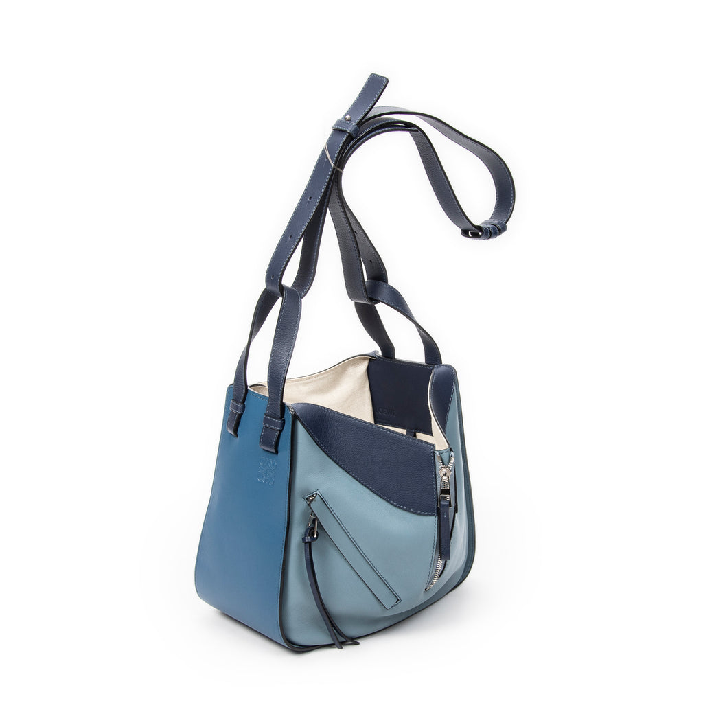 Shoulder Bag Small Hammock Blue Calfskin Leather