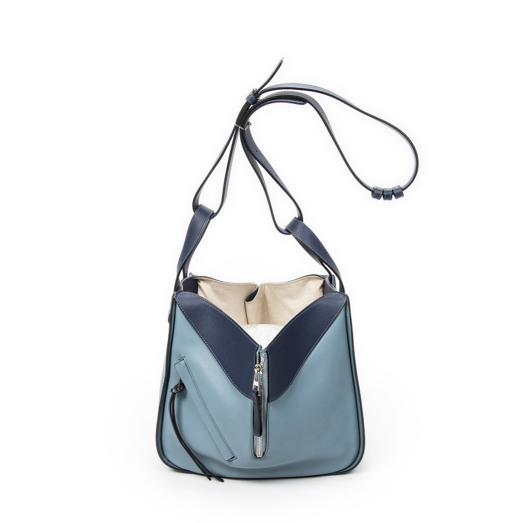 Shoulder Bag Small Hammock Blue Calfskin Leather
