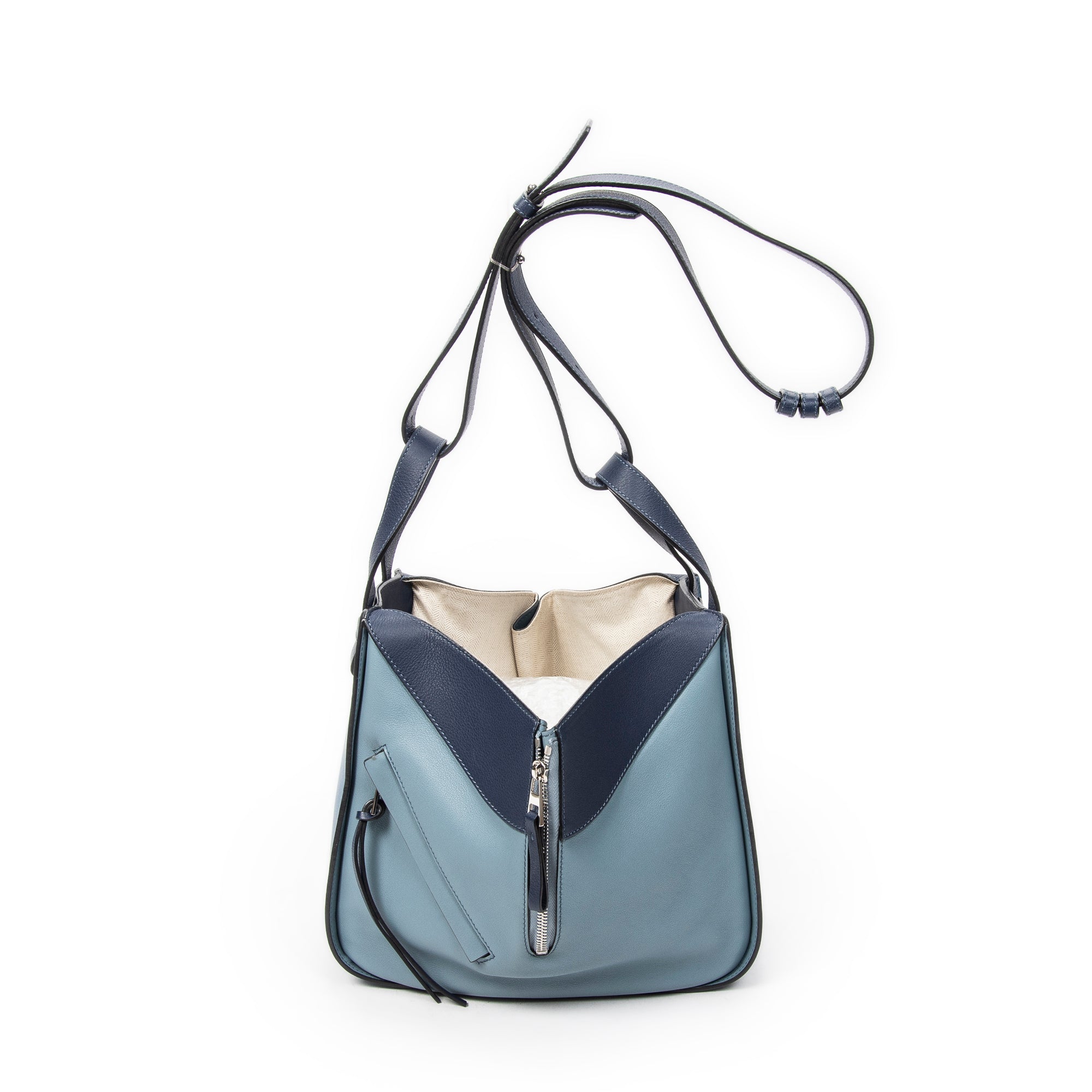 Shoulder Bag Small Hammock Blue Calfskin Leather