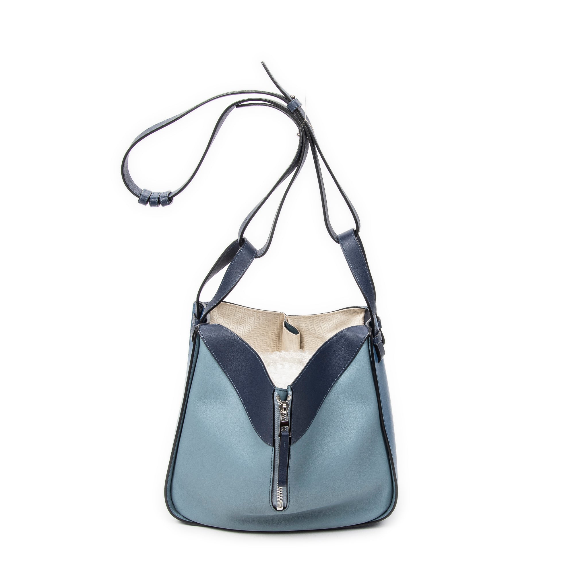 Shoulder Bag Small Hammock Blue Calfskin Leather