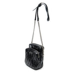 Shoulder Bag Small Chain Crossbody Black Matelasse Lux Leather