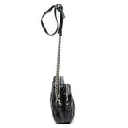 Shoulder Bag Small Chain Crossbody Black Matelasse Lux Leather