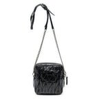Shoulder Bag Small Chain Crossbody Black Matelasse Lux Leather