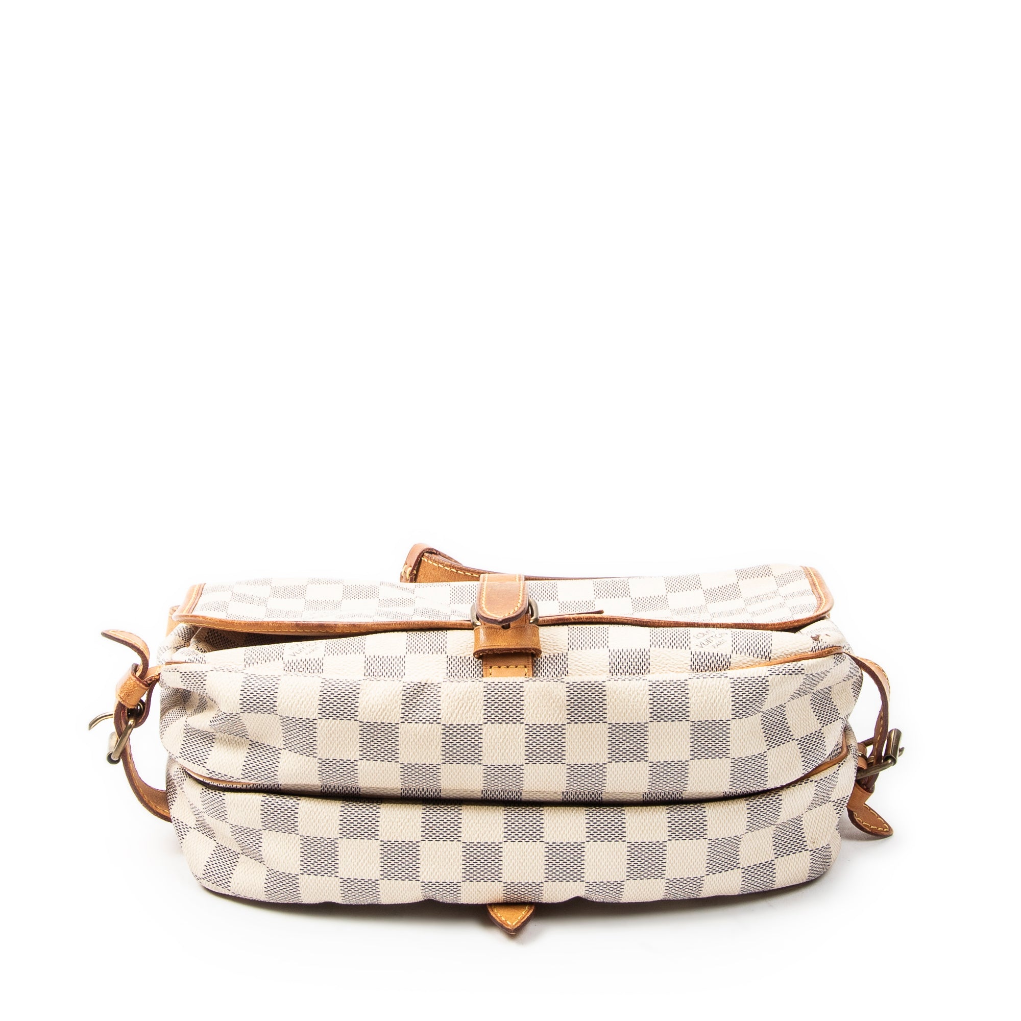 Bolso de hombro Saumur MM Damier Azur color marfil