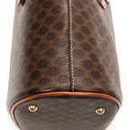 Shoulder Bag Vintage Bucket Tote Brown Macadam Coated Canvas