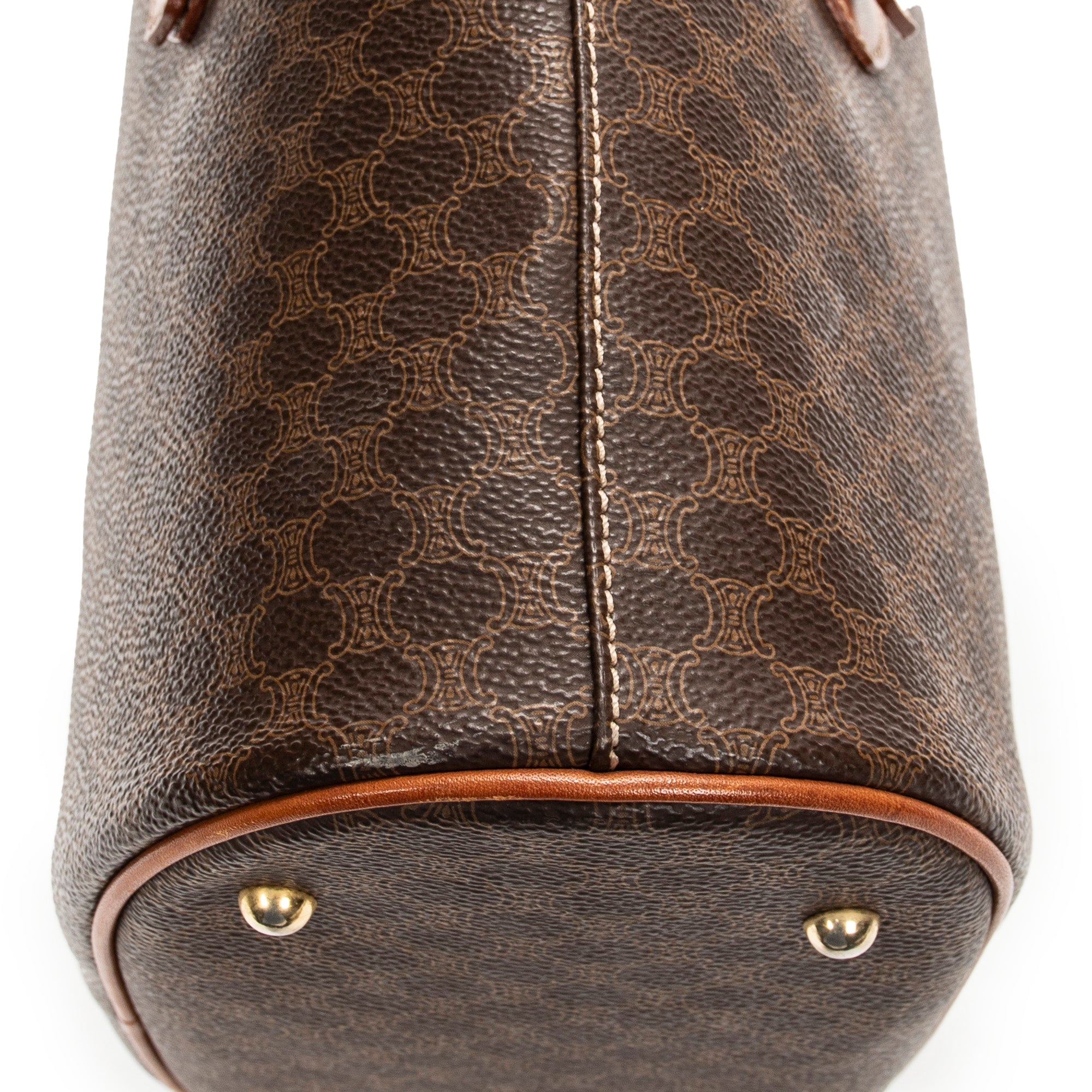 Shoulder Bag Vintage Bucket Tote Brown Macadam Coated Canvas