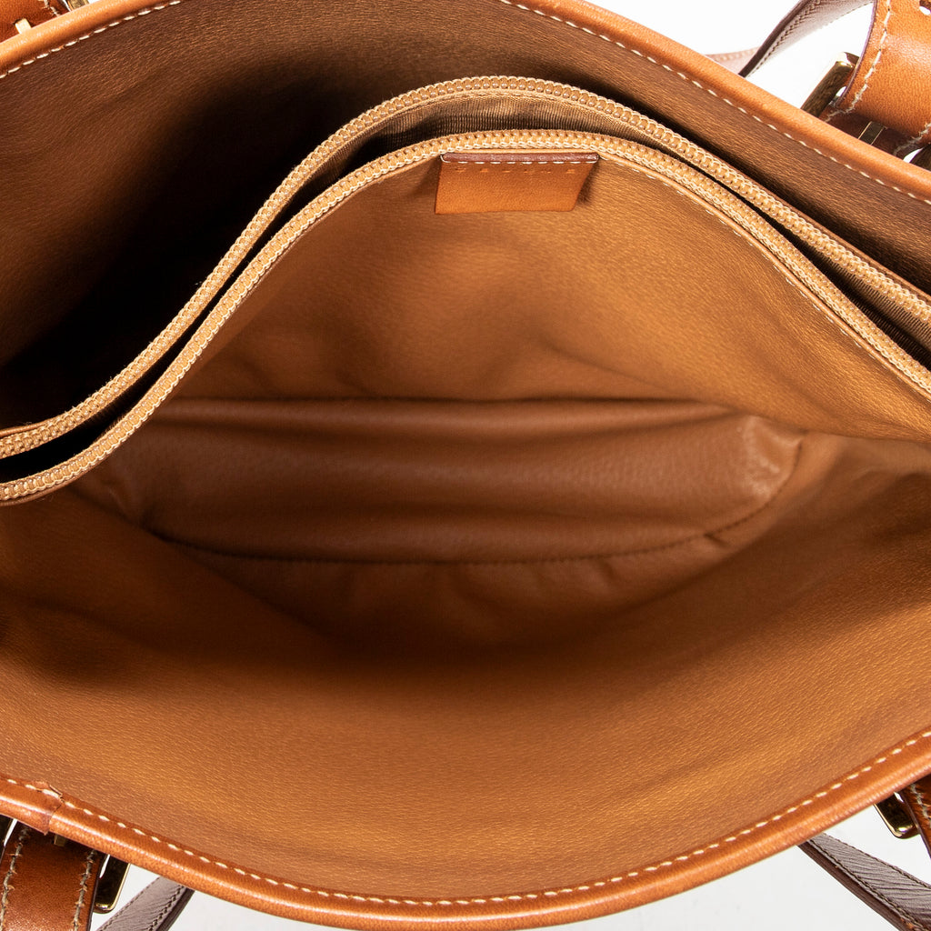 Shoulder Bag Vintage Bucket Tote Brown Macadam Coated Canvas