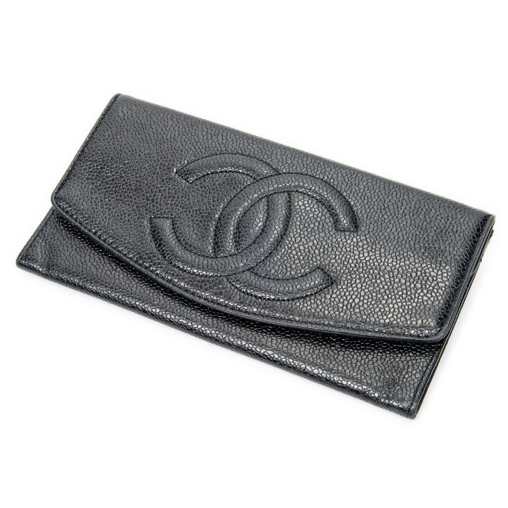 Wallet Timeless Check Holder Black Caviar Leather