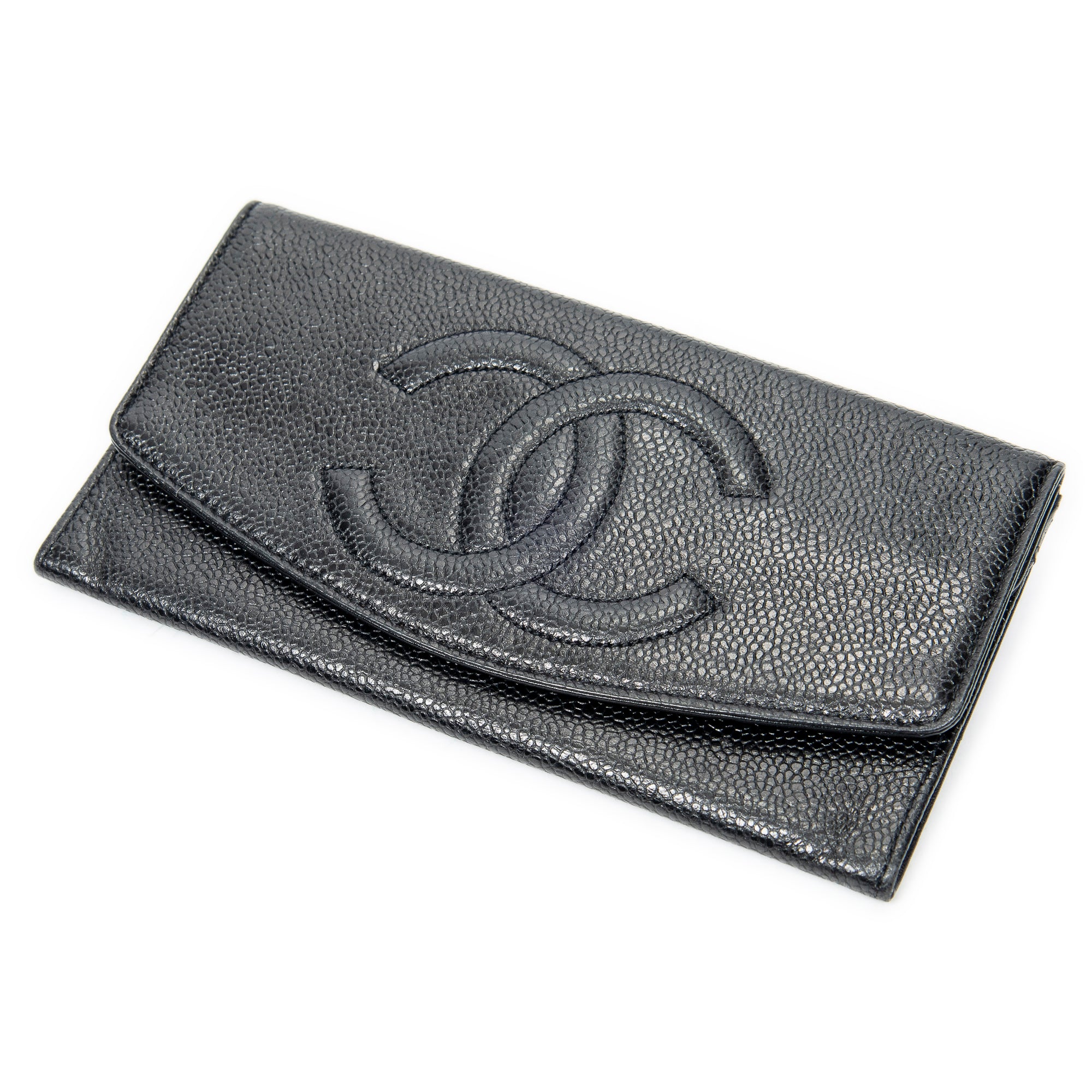 Wallet Timeless Check Holder Black Caviar Leather