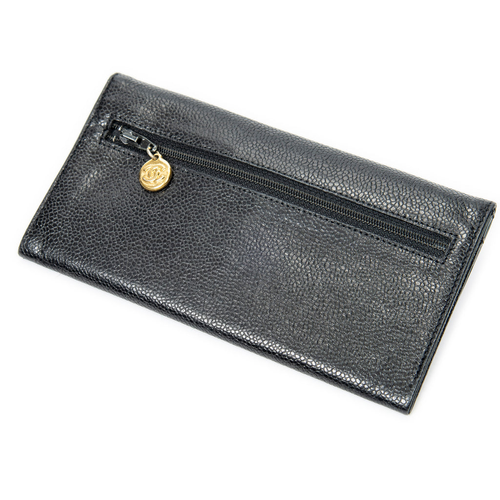 Wallet Timeless Check Holder Black Caviar Leather