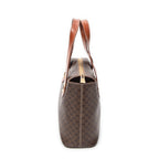 Handbag Zip Square Tote Brown Macadam Coated Canvas