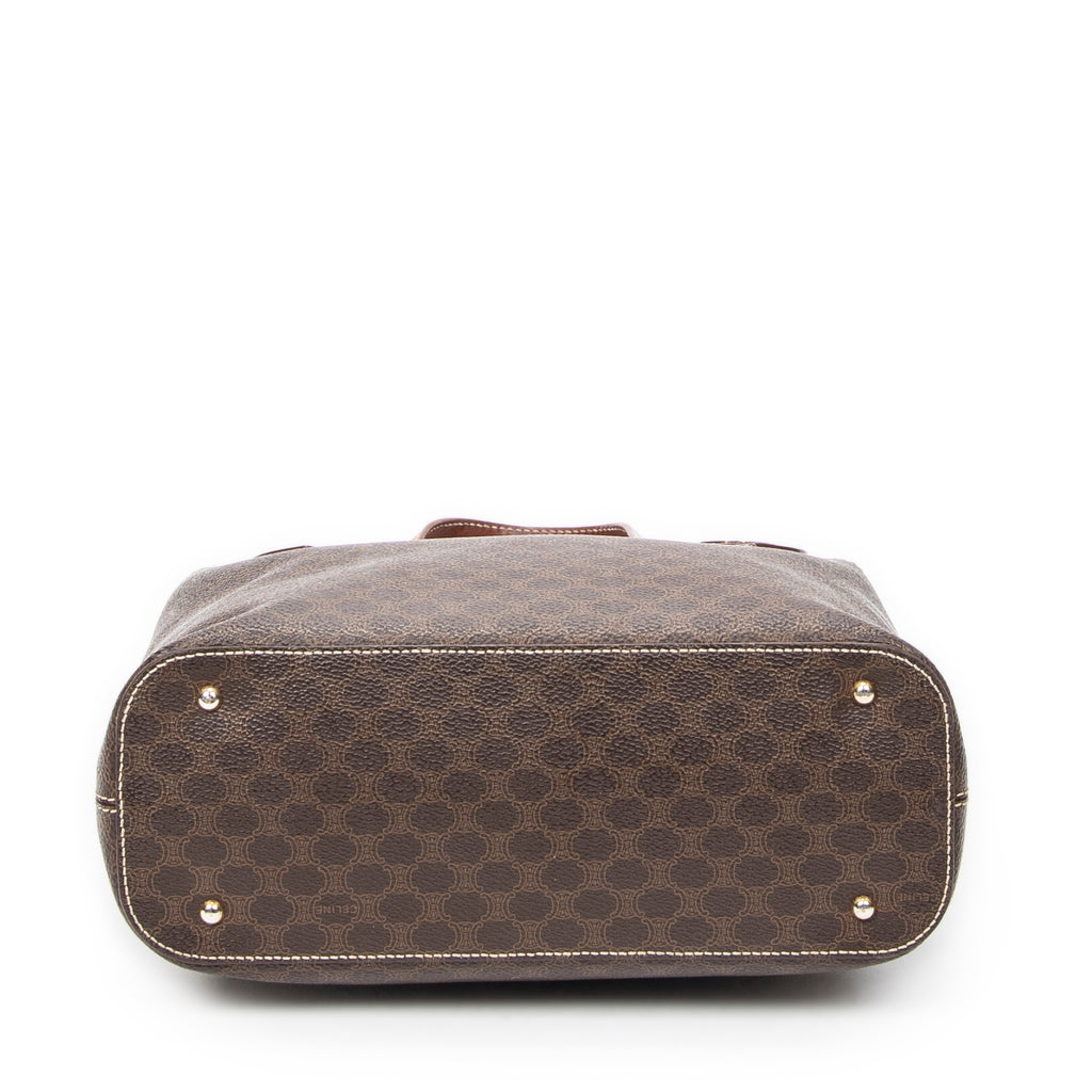Handbag Zip Square Tote Brown Macadam Coated Canvas