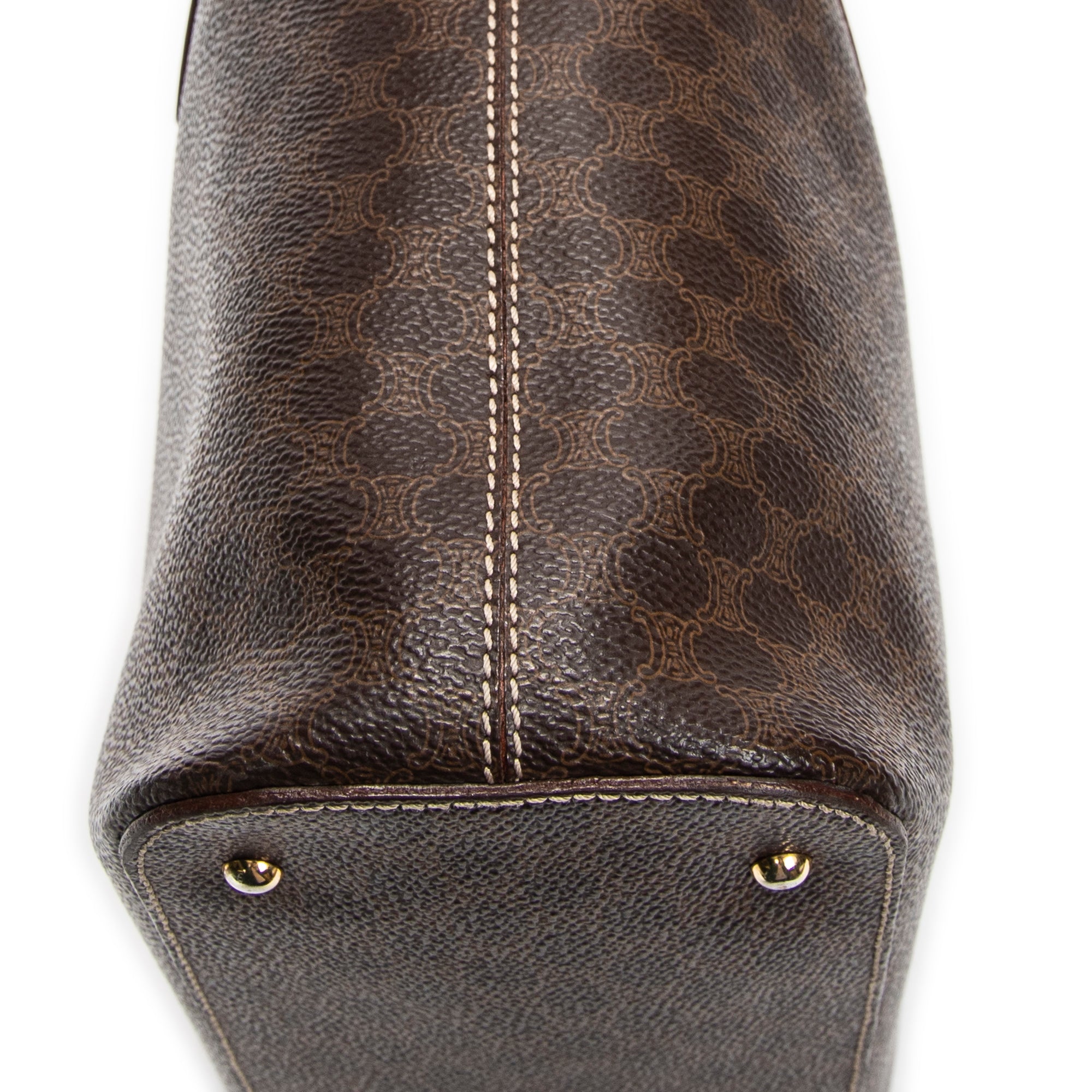 Handbag Zip Square Tote Brown Macadam Coated Canvas
