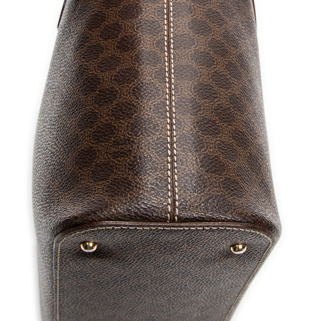 Handbag Zip Square Tote Brown Macadam Coated Canvas
