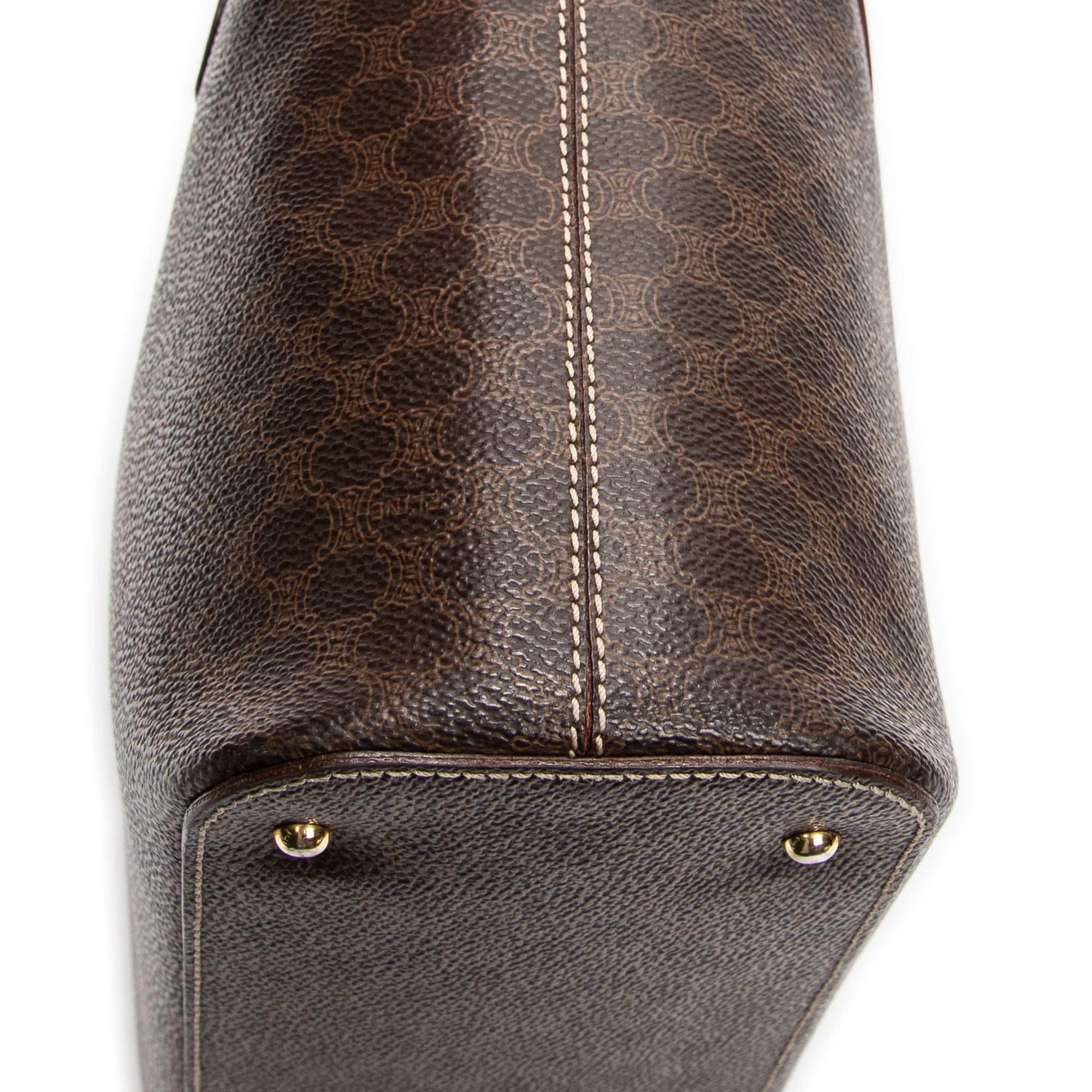 Handbag Zip Square Tote Brown Macadam Coated Canvas