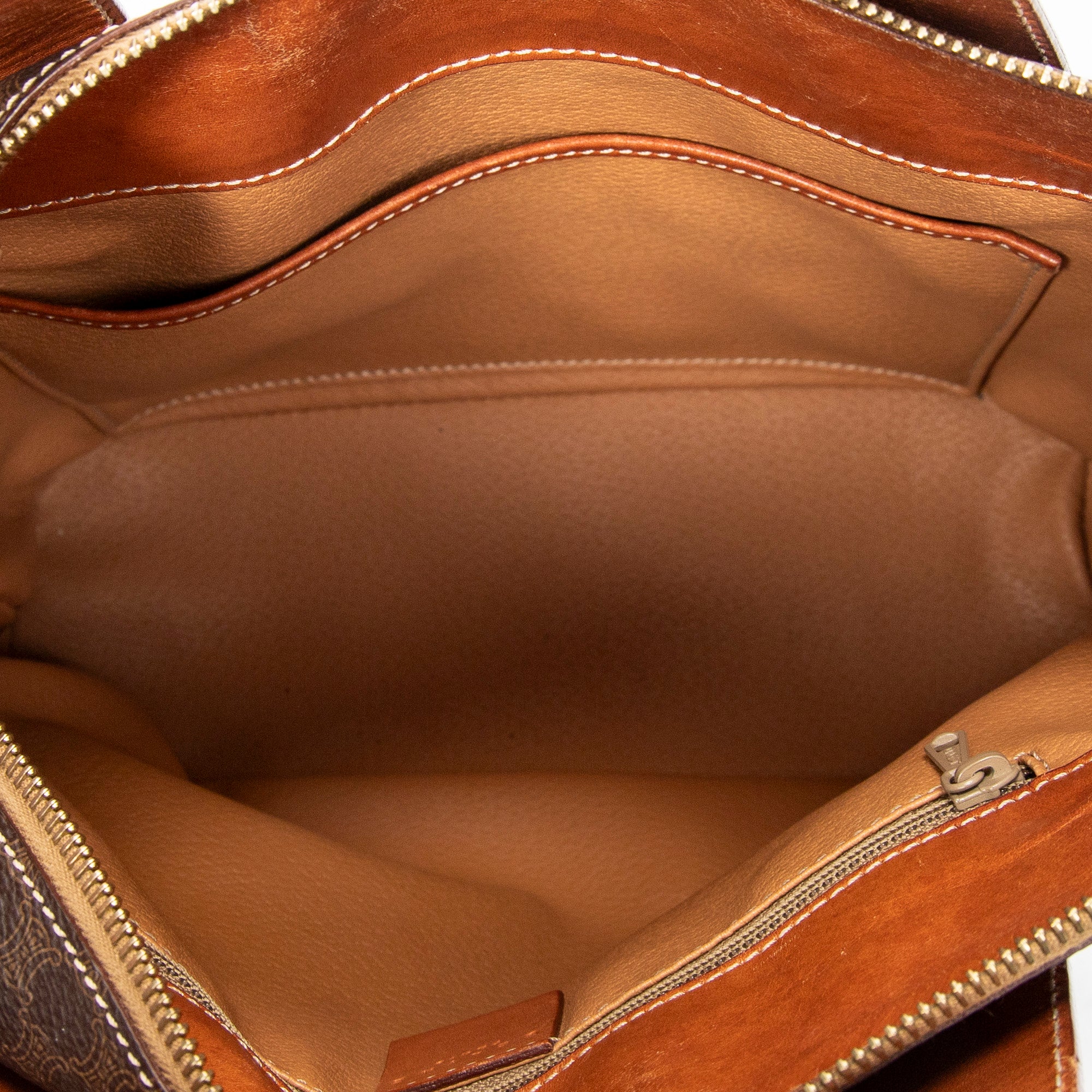 Handbag Zip Square Tote Brown Macadam Coated Canvas