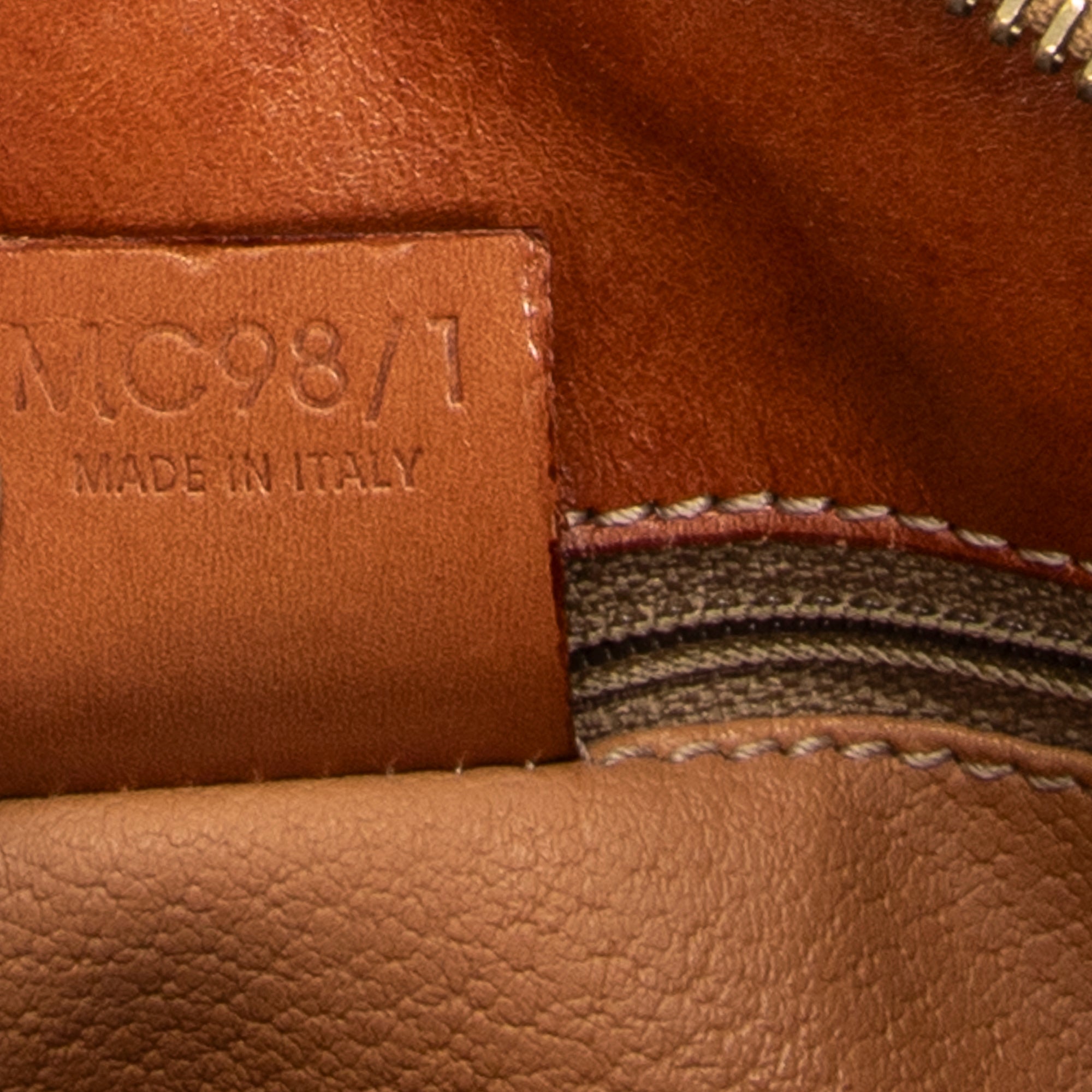 Handbag Zip Square Tote Brown Macadam Coated Canvas
