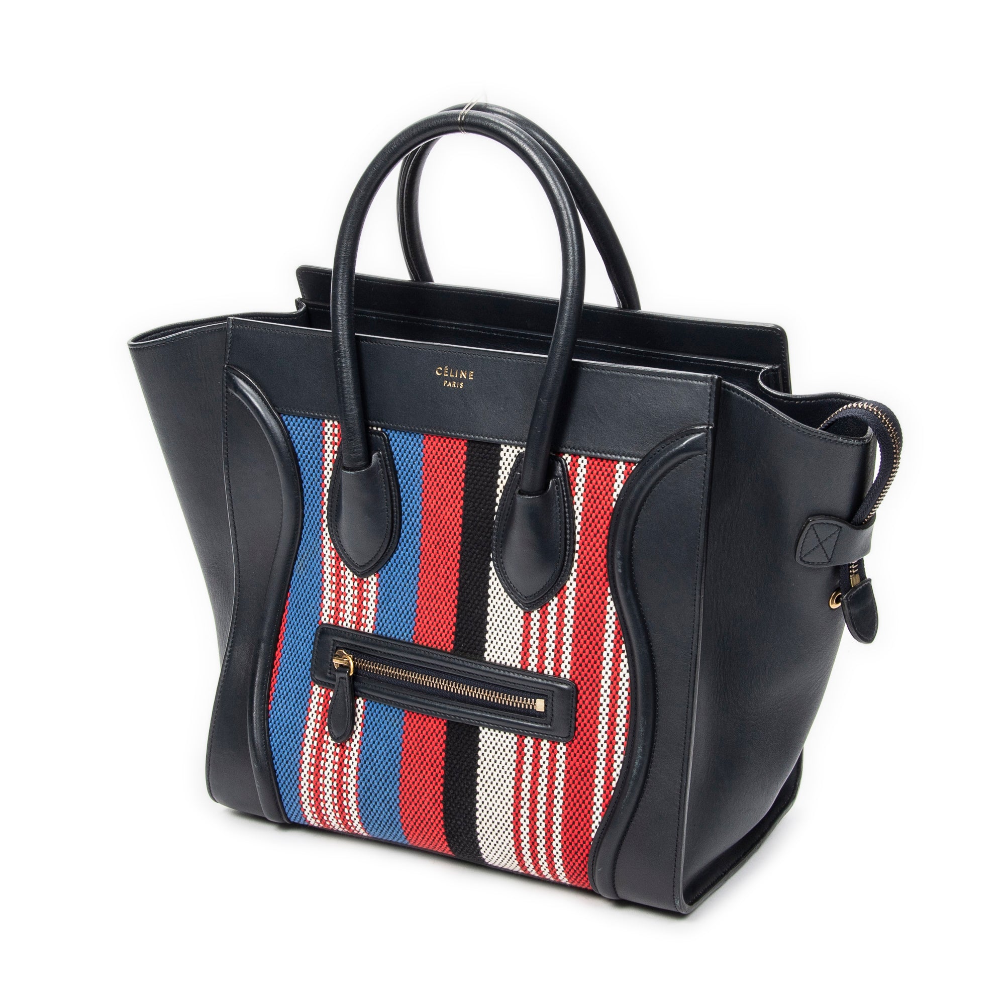 Handbag Mini Luggage Navy Calfskin Leather