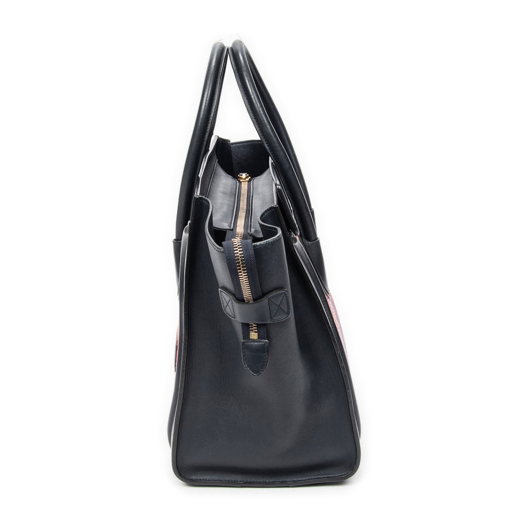Handbag Mini Luggage Navy Calfskin Leather