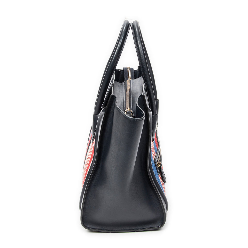 Handbag Mini Luggage Navy Calfskin Leather