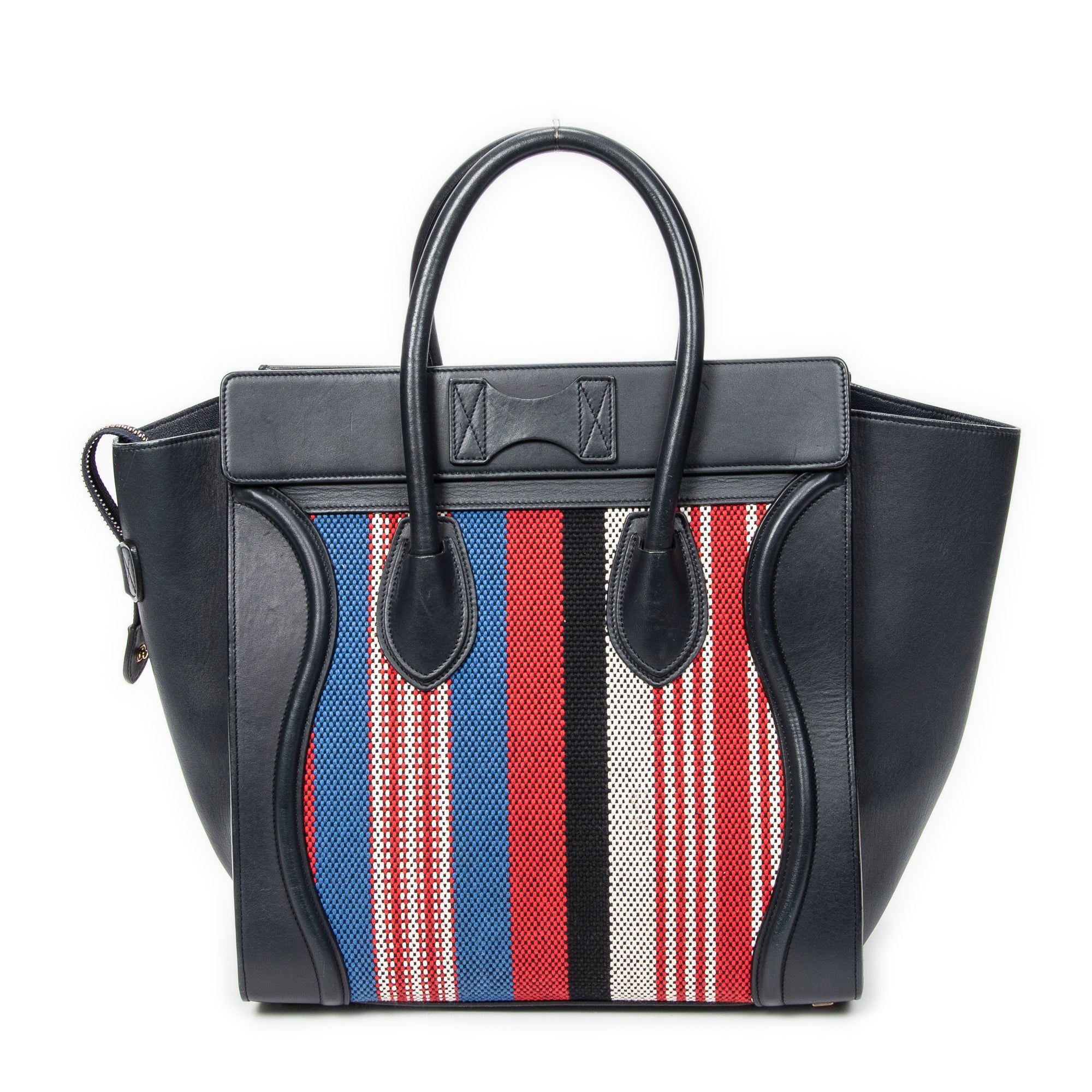 Handbag Mini Luggage Navy Calfskin Leather