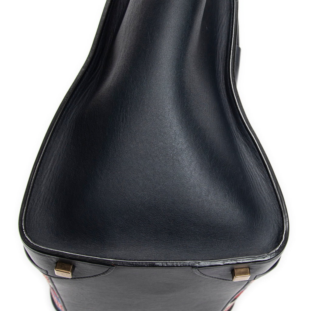 Handbag Mini Luggage Navy Calfskin Leather