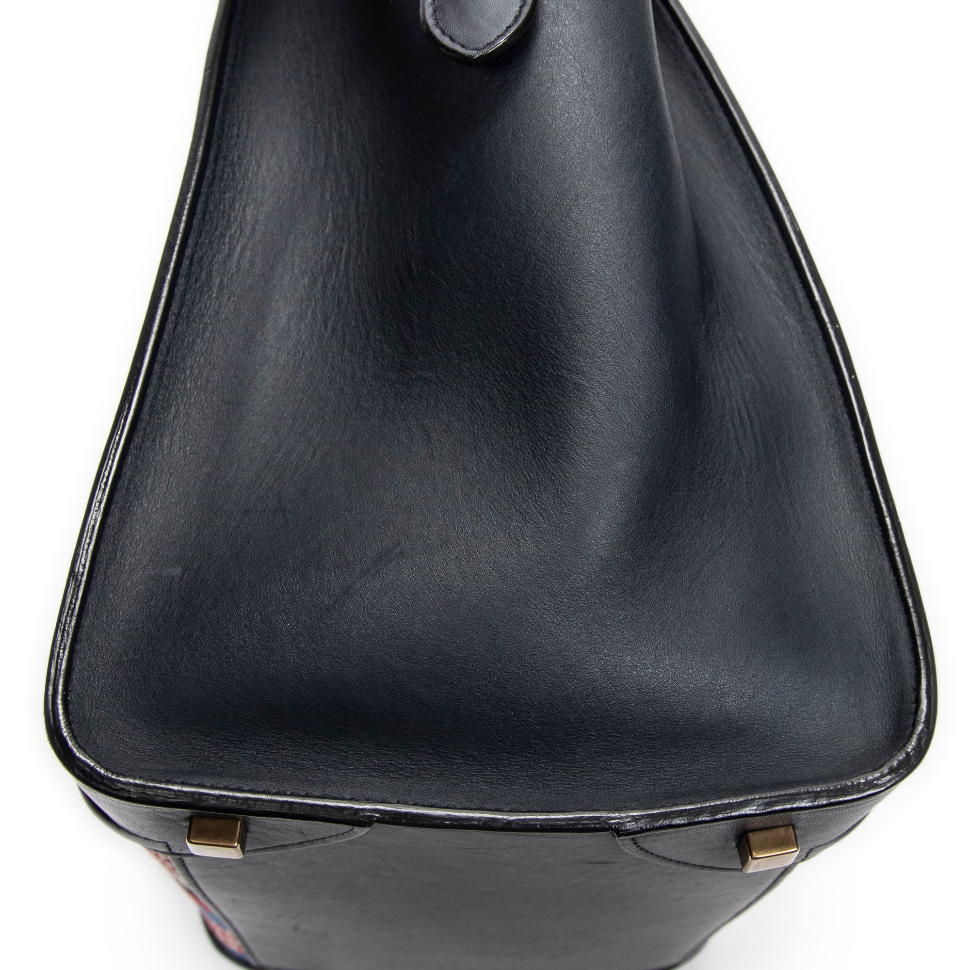 Handbag Mini Luggage Navy Calfskin Leather