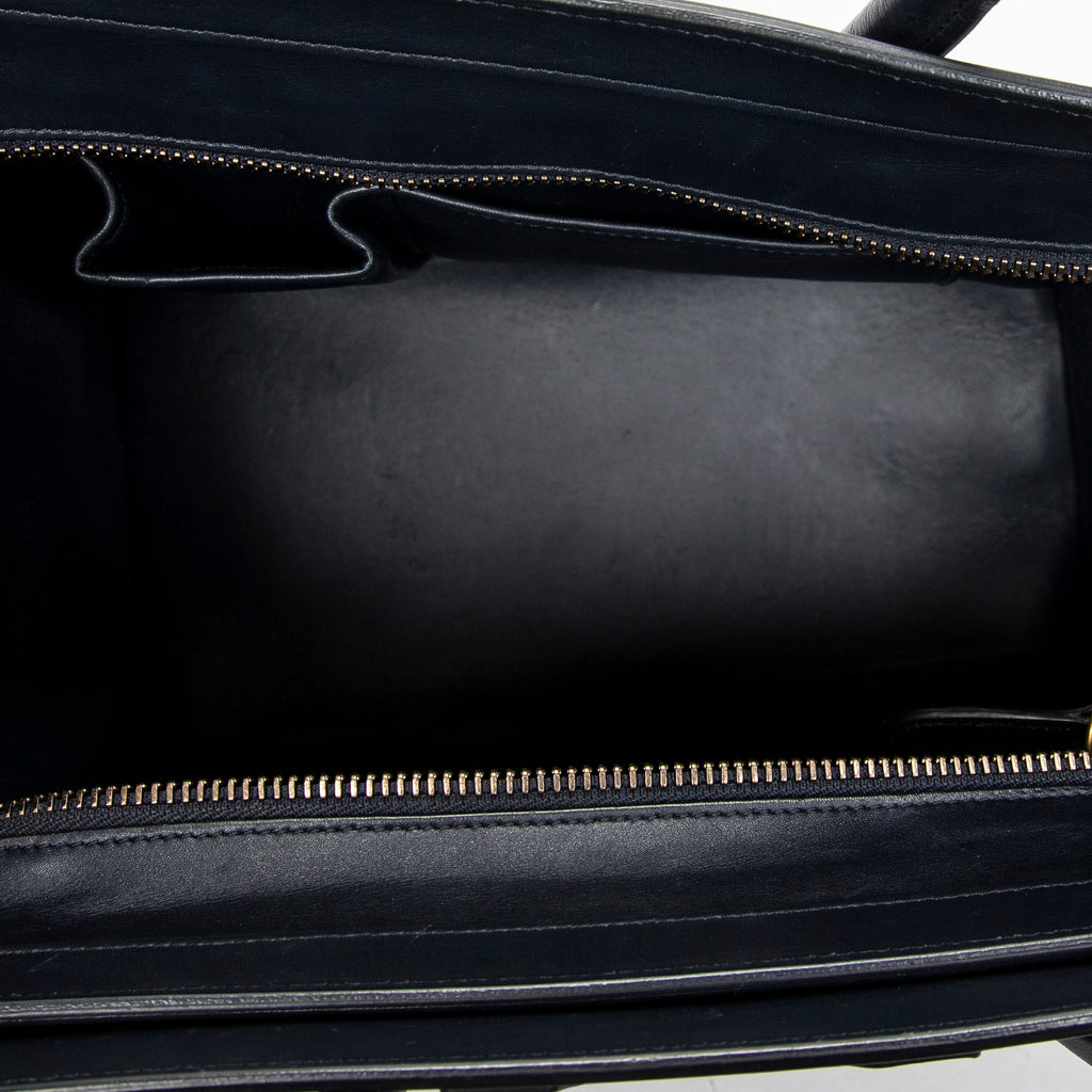 Handbag Mini Luggage Navy Calfskin Leather