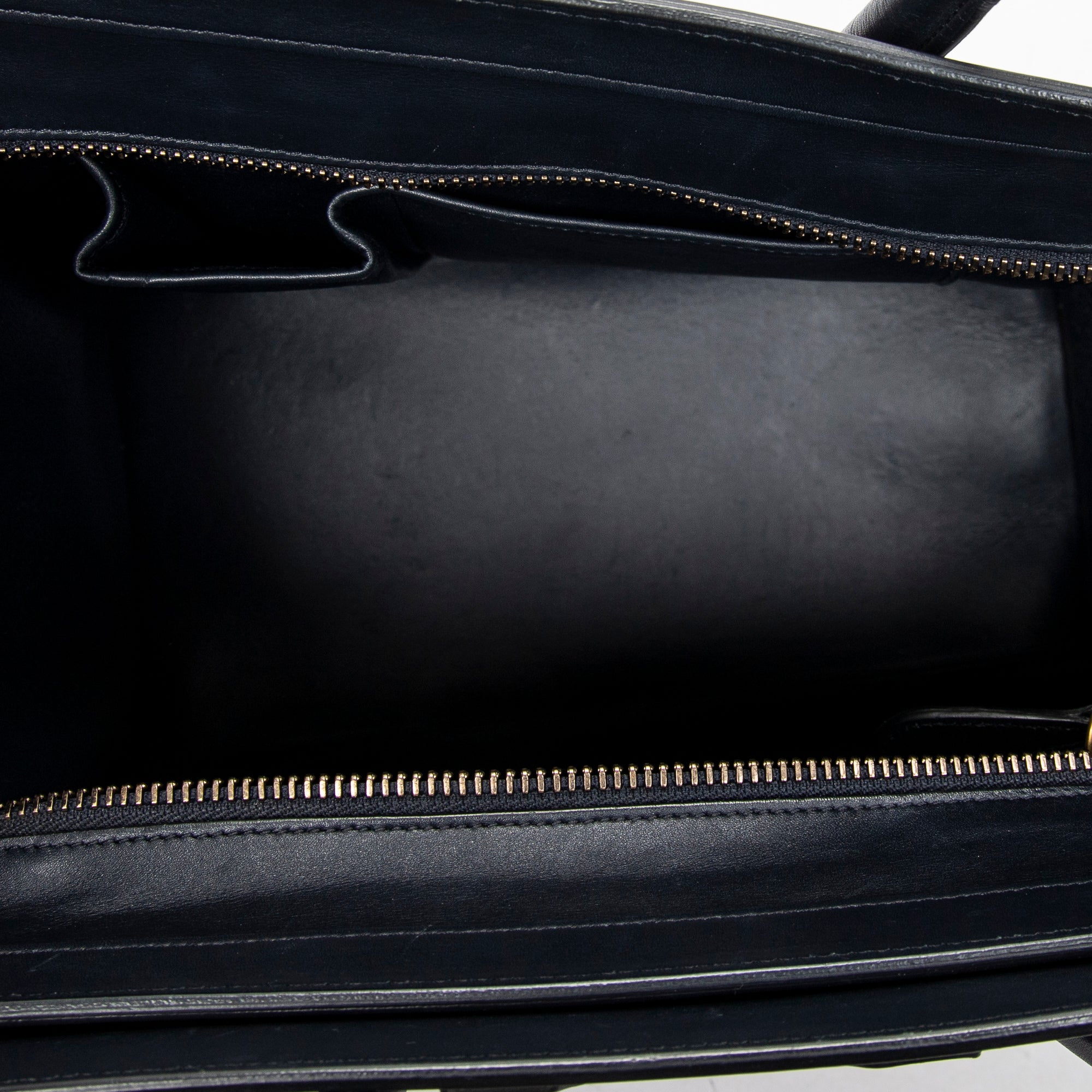 Handbag Mini Luggage Navy Calfskin Leather