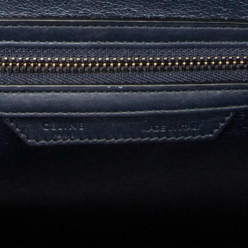 Handbag Mini Luggage Navy Calfskin Leather
