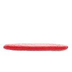 Clutch Large Charm O-Case Zip Red Quilted Lambskin Leather