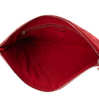 Clutch Large Charm O-Case Zip Red Quilted Lambskin Leather