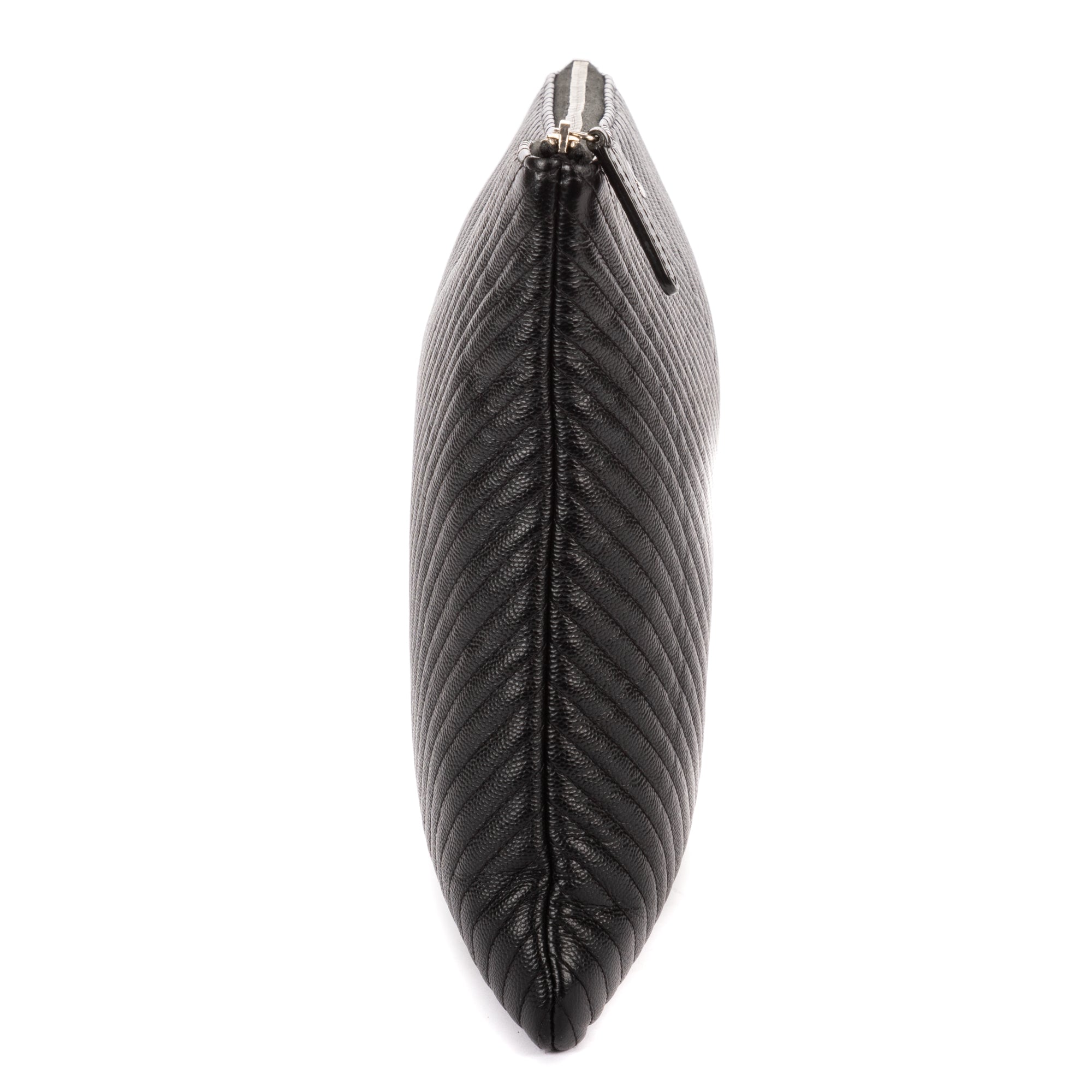 Clutch Large Chevron O-Case Zip Black Chevron Caviar Leather