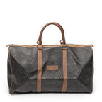 Bolsa de viaje grande Boston vintage de lona recubierta con estampado de panal, color marrón miel