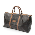 Bolsa de viaje grande Boston vintage de lona recubierta con estampado de panal, color marrón miel