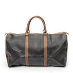 Bolsa de viaje grande Boston vintage de lona recubierta con estampado de panal, color marrón miel