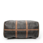 Bolsa de viaje grande Boston vintage de lona recubierta con estampado de panal, color marrón miel
