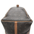 Bolsa de viaje grande Boston vintage de lona recubierta con estampado de panal, color marrón miel