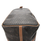 Bolsa de viaje grande Boston vintage de lona recubierta con estampado de panal, color marrón miel