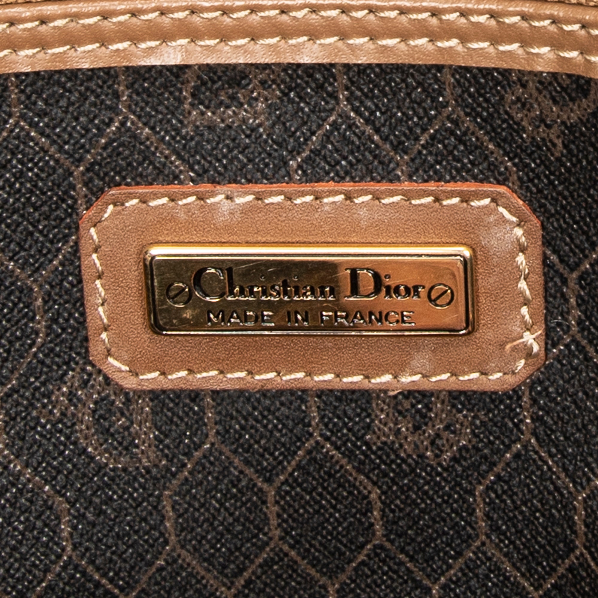 Bolsa de viaje grande Boston vintage de lona recubierta con estampado de panal, color marrón miel