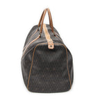Travel Bag Large Vintage Travel Boston Brown Honeycomb Coated Canvas