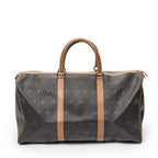 Travel Bag Large Vintage Travel Boston Brown Honeycomb Coated Canvas