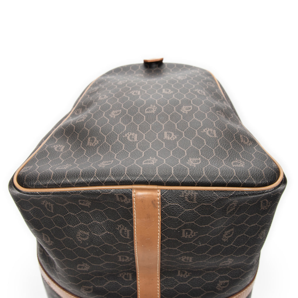 Travel Bag Large Vintage Travel Boston Brown Honeycomb Coated Canvas