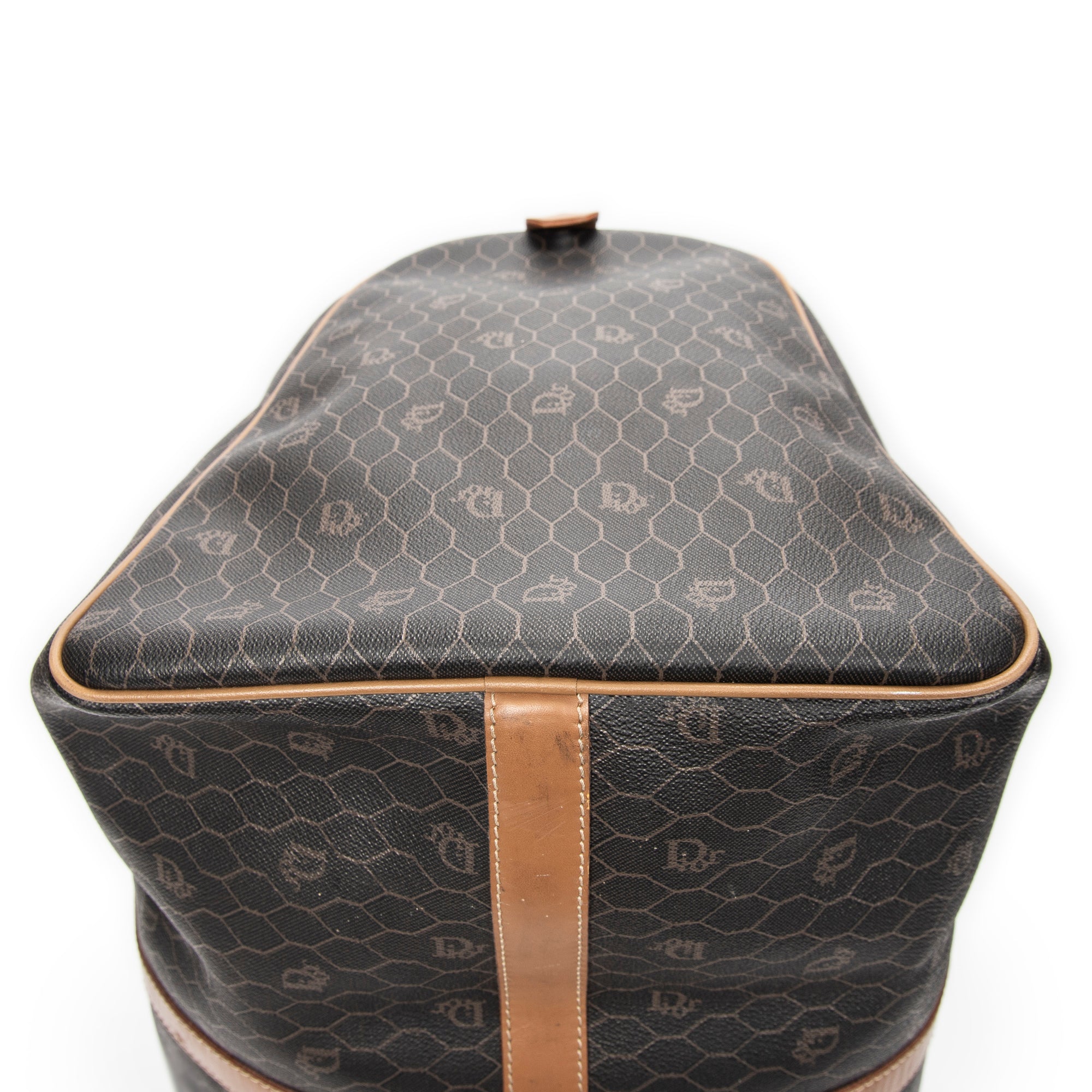 Travel Bag Large Vintage Travel Boston Brown Honeycomb Coated Canvas