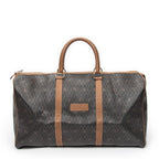 Bolsa de viaje grande Boston vintage Lona revestida de nido de abeja marrón
