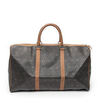 Bolsa de viaje grande Boston vintage Lona revestida de nido de abeja marrón