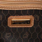 Bolsa de viaje grande Boston vintage Lona revestida de nido de abeja marrón