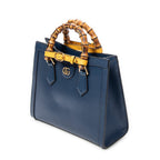 Shoulder Bag Medium Diana Bamboo Tote Navy Grained Calfskin Leather