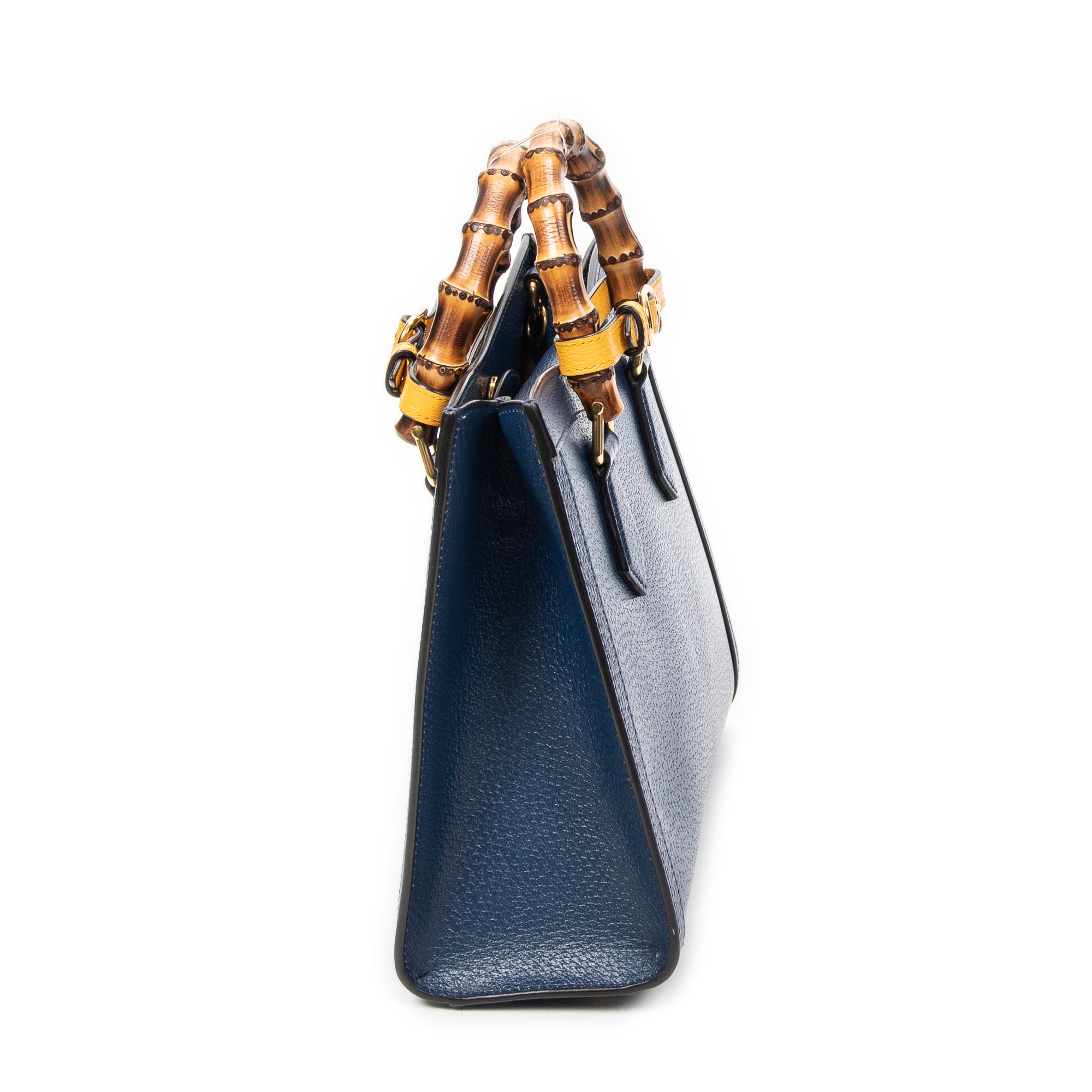 Shoulder Bag Medium Diana Bamboo Tote Navy Grained Calfskin Leather